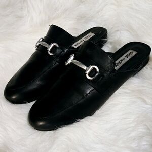Steve Madden Black Mules with Horsebit Detail